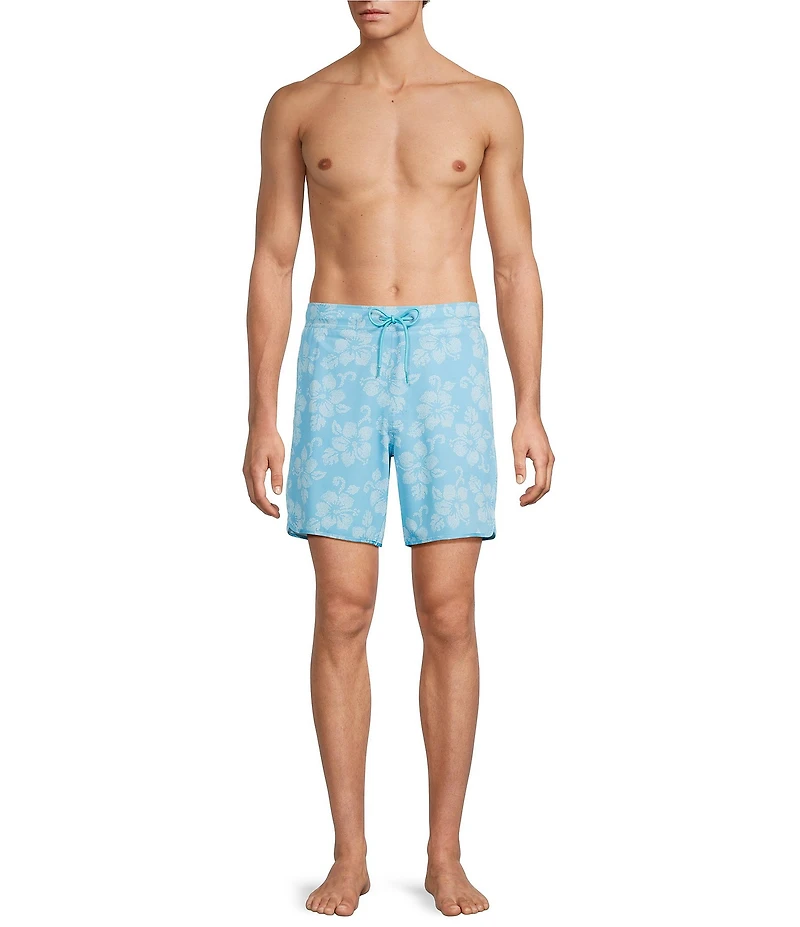 Roundtree & Yorke Hibiscus 7#double; Inseam Swim Trunks