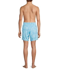 Roundtree & Yorke Hibiscus 7#double; Inseam Swim Trunks