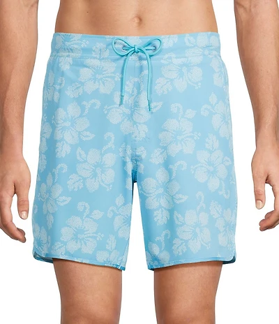 Roundtree & Yorke Hibiscus 7#double; Inseam Swim Trunks