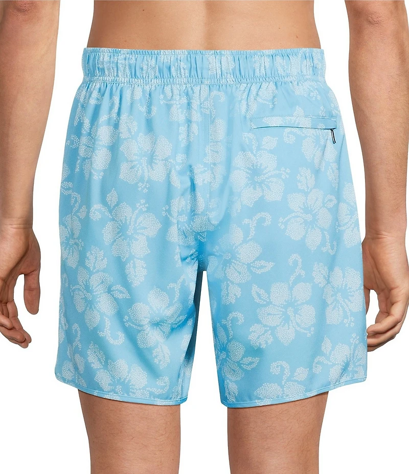 Roundtree & Yorke Hibiscus 7#double; Inseam Swim Trunks
