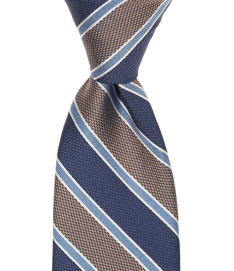 Roundtree & Yorke Jaxton Stripe Traditional Silk Blend Tie