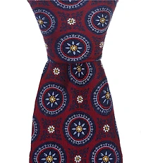 Roundtree & Yorke Large Medallion 3 3/8#double; Woven Silk Tie