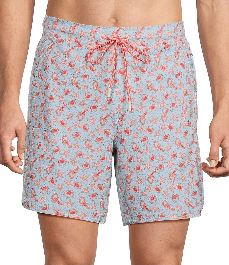 Roundtree & Yorke Lobster Starfish 7#double; Inseam Swim Trunks