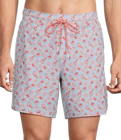 Roundtree & Yorke Lobster Starfish 7#double; Inseam Swim Trunks