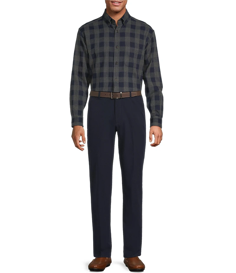 Roundtree & Yorke Long Sleeve Buffalo Check Portuguese Flannel Sport Shirt