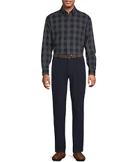 Roundtree & Yorke Long Sleeve Buffalo Check Portuguese Flannel Sport Shirt