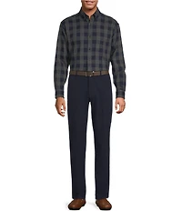 Roundtree & Yorke Long Sleeve Buffalo Check Portuguese Flannel Sport Shirt