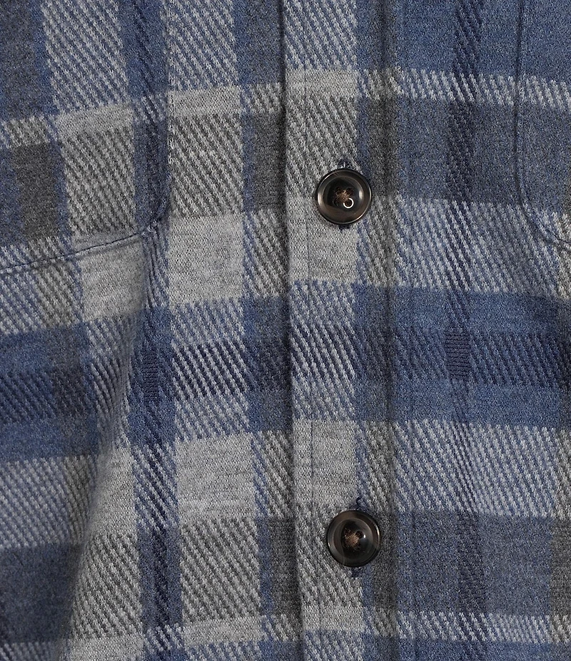 Roundtree & Yorke Long Sleeve Button Down Collar Large Plaid Knit Button-Front Shirt