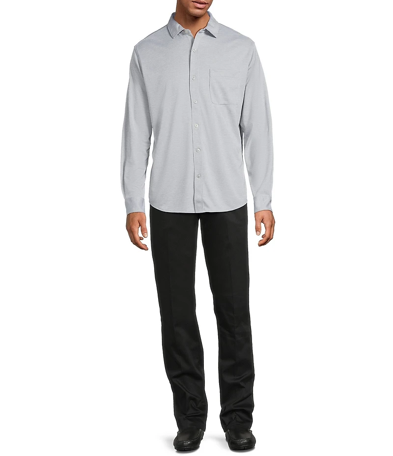 Roundtree & Yorke Long Sleeve Button Down Collar Solid Knit Shirt