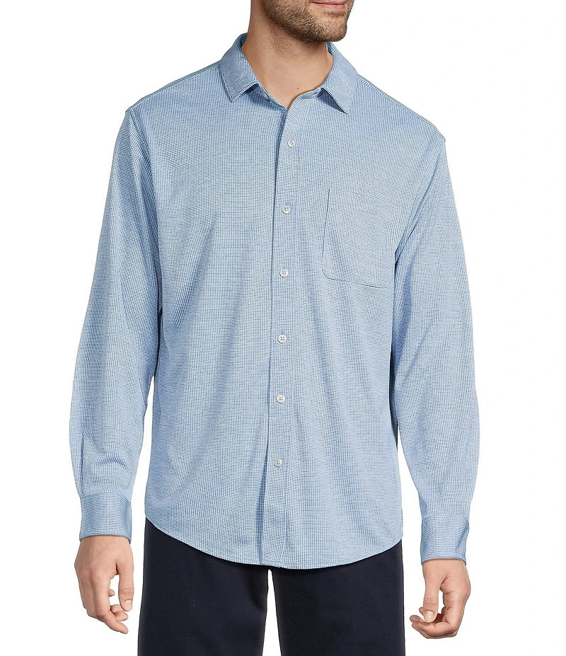 Roundtree & Yorke Long Sleeve Button Down Collar Solid Knit Shirt