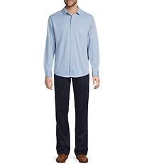 Roundtree & Yorke Long Sleeve Button Down Collar Solid Knit Shirt