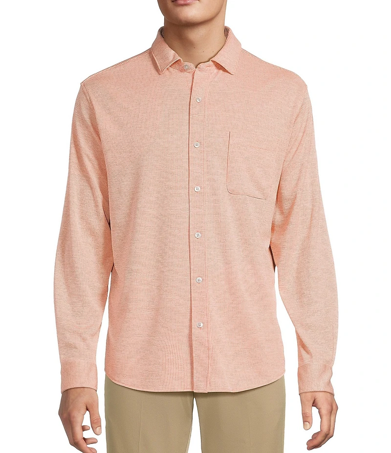 Roundtree & Yorke Long Sleeve Button Down Collar Solid Knit Shirt