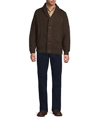 Roundtree & Yorke Long Sleeve Cable Knit Shawl Collar Wool Blend Cardigan