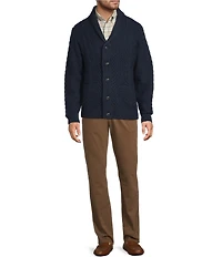 Roundtree & Yorke Long Sleeve Cable Knit Shawl Collar Wool Blend Cardigan