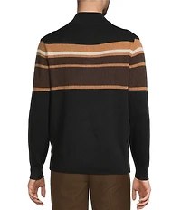 Roundtree & Yorke Long Sleeve Chest Stripe Quarter-Zip Sweater