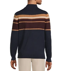Roundtree & Yorke Long Sleeve Chest Stripe Quarter-Zip Sweater