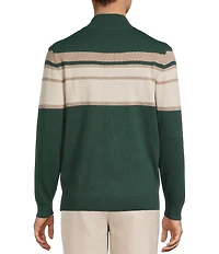 Roundtree & Yorke Long Sleeve Chest Stripe Quarter-Zip Sweater