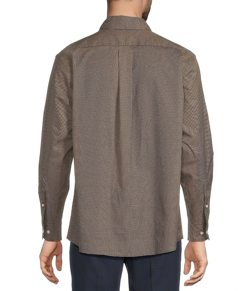 Roundtree & Yorke Long Sleeve Circle Geometric Print Poplin Sport Shirt