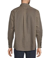 Roundtree & Yorke Long Sleeve Circle Geometric Print Poplin Sport Shirt