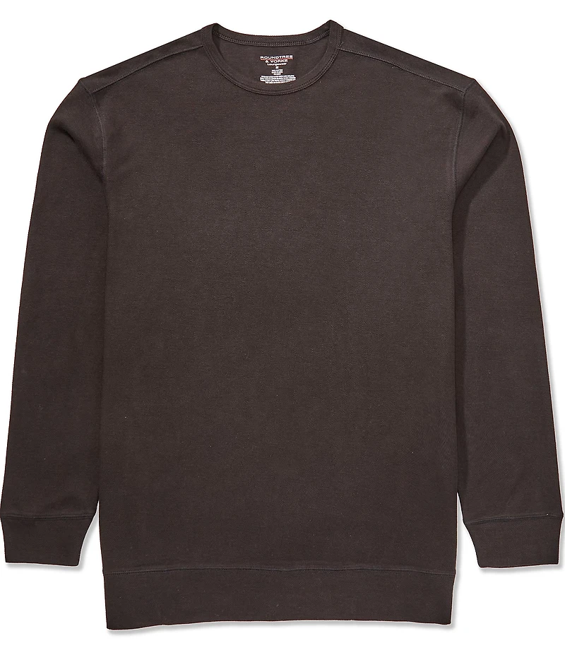 Roundtree & Yorke Long Sleeve Crew Neck Waffle-Knit Sleep Shirt