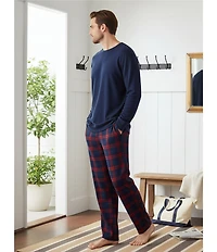 Roundtree & Yorke Long Sleeve Crew Neck Waffle-Knit Sleep Shirt