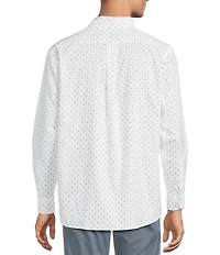 Roundtree & Yorke Long Sleeve Diamond Geo Print Poplin Sport Shirt