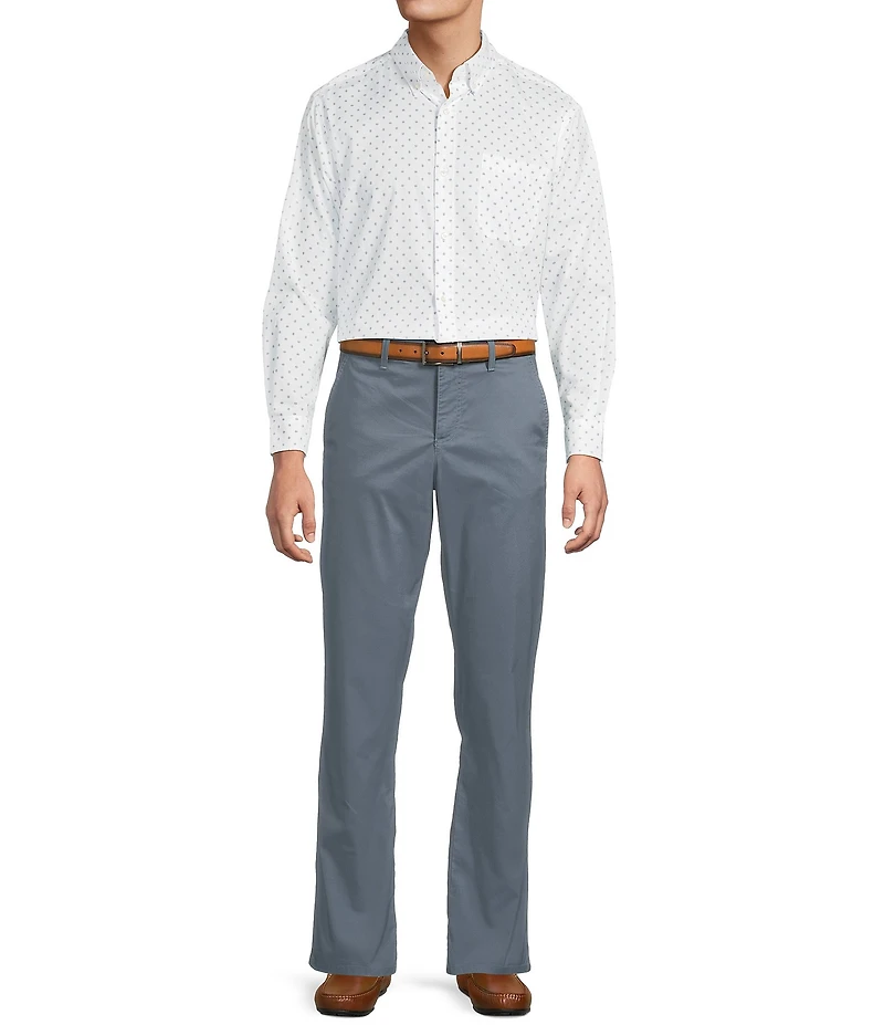 Roundtree & Yorke Long Sleeve Diamond Geo Print Poplin Sport Shirt