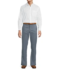Roundtree & Yorke Long Sleeve Diamond Geo Print Poplin Sport Shirt