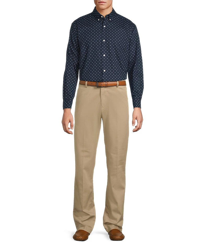 Roundtree & Yorke Long Sleeve Diamond Geo Print Poplin Sport Shirt