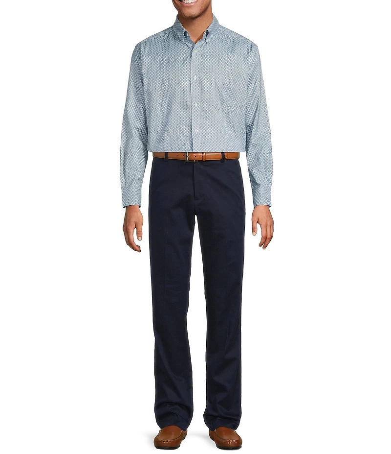 Roundtree & Yorke Long Sleeve Floral Print Oxford Sport Shirt