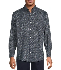 Roundtree & Yorke Long Sleeve Floral Print Poplin Sport Shirt