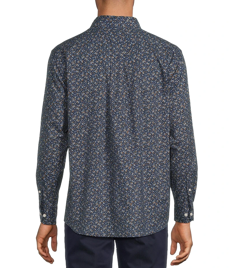 Roundtree & Yorke Long Sleeve Floral Print Poplin Sport Shirt