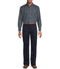 Roundtree & Yorke Long Sleeve Floral Print Poplin Sport Shirt