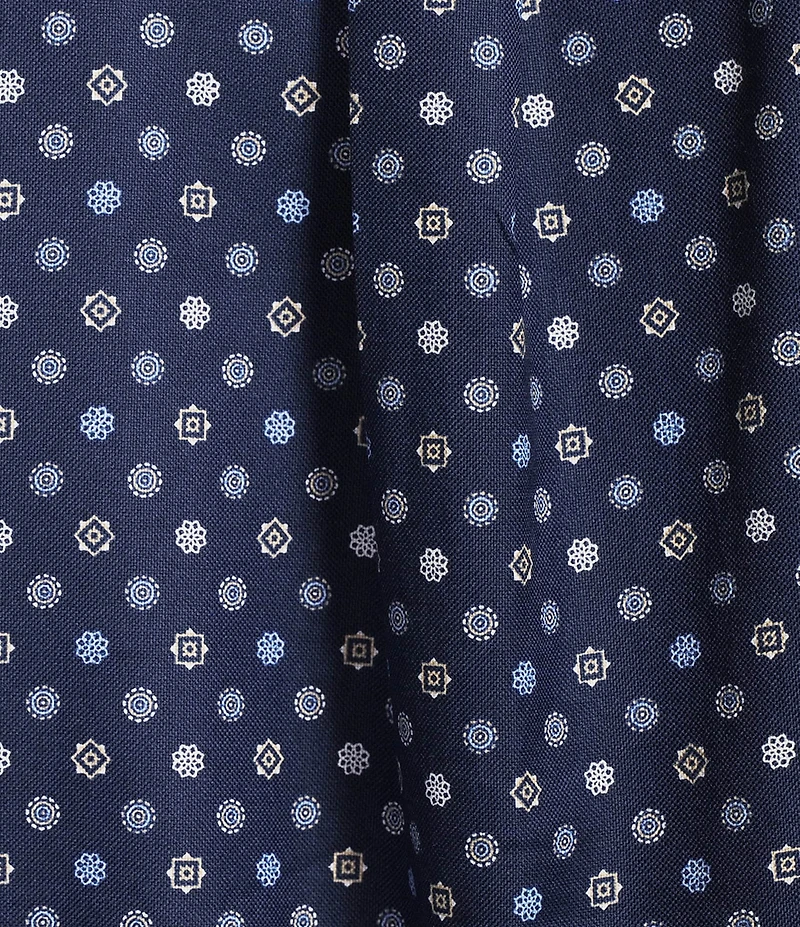 Roundtree & Yorke Long Sleeve Geo Print Oxford Sport Shirt