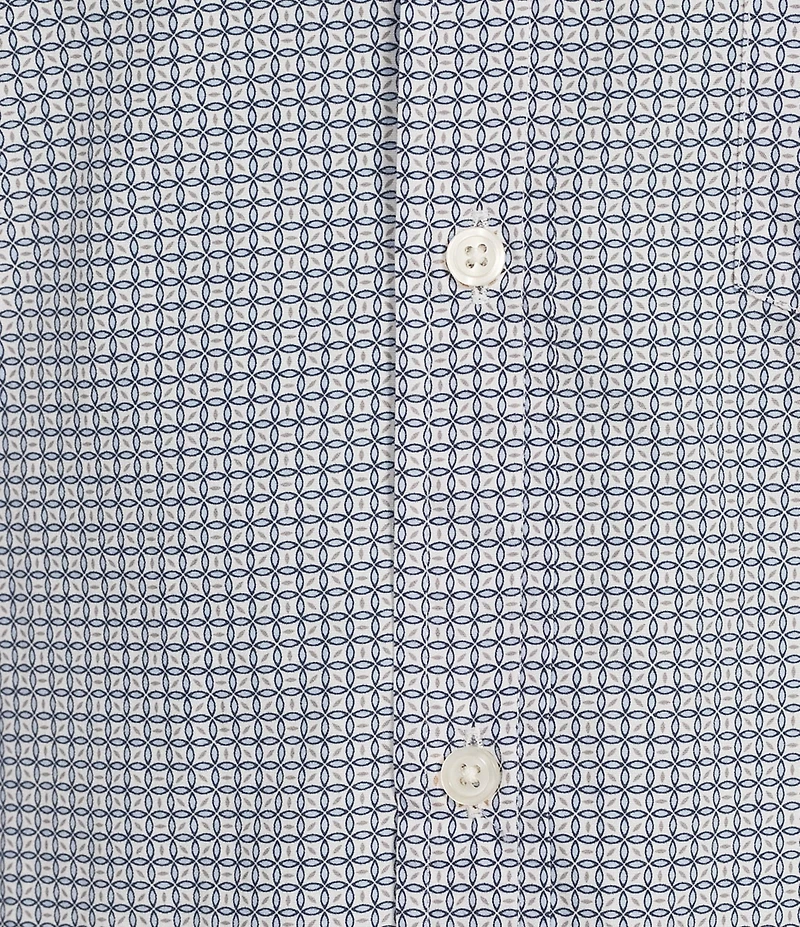Roundtree & Yorke Long Sleeve Geometric Print Slub Sport Shirt