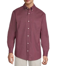 Roundtree & Yorke Long Sleeve Geometric Print Sport Shirt