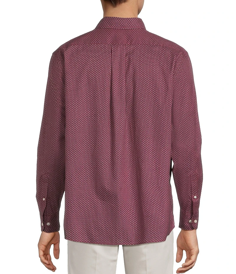 Roundtree & Yorke Long Sleeve Geometric Print Sport Shirt