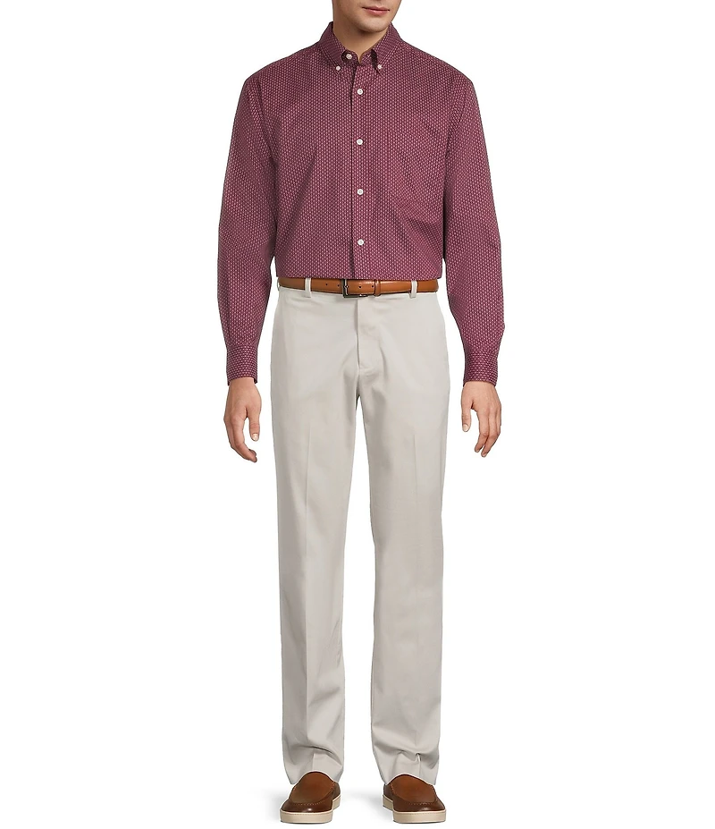 Roundtree & Yorke Long Sleeve Geometric Print Sport Shirt
