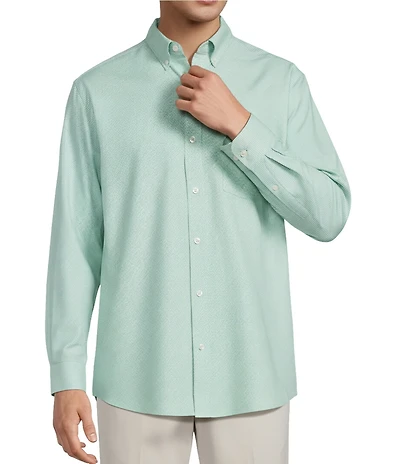 Roundtree & Yorke Gingham Pattern Twill Sport Shirt