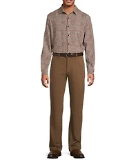 Roundtree & Yorke Long Sleeve Glen Plaid Coat Front Shirt