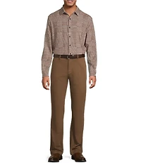 Roundtree & Yorke Long Sleeve Glen Plaid Button Front Shirt