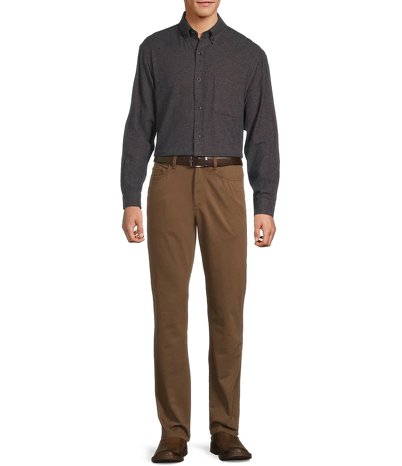 Roundtree & Yorke Long Sleeve Houndstooth Portuguese Flannel Sport Shirt