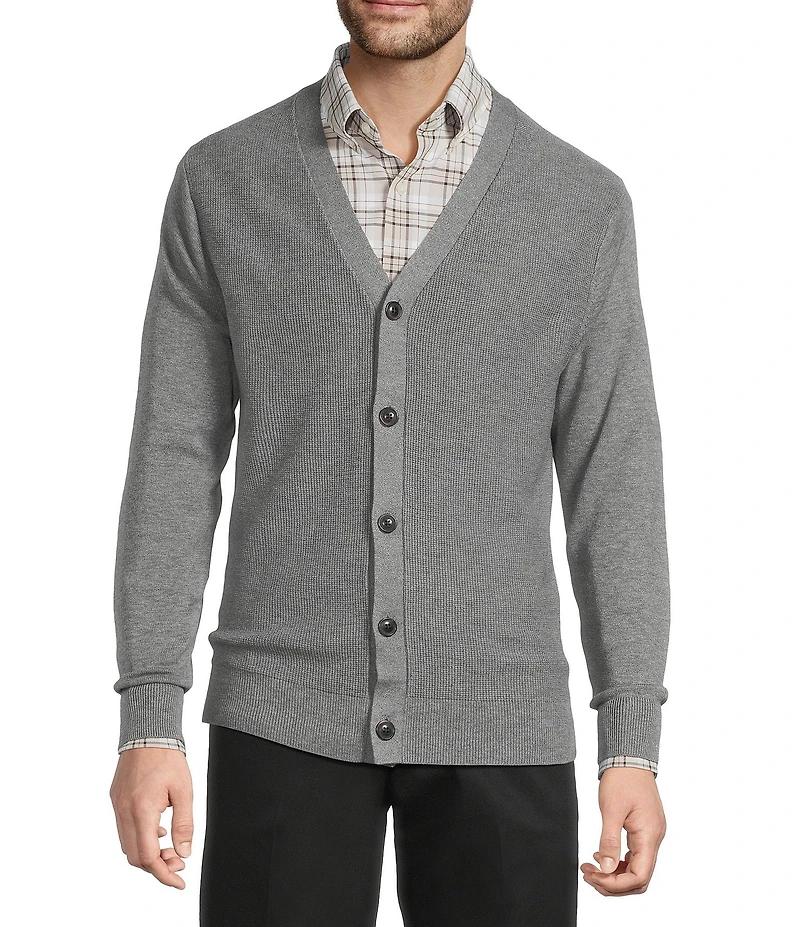 Roundtree & Yorke Long Sleeve Knit Solid Textured Cardigan