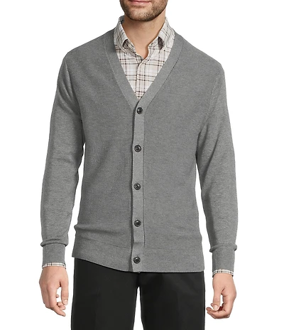 Roundtree & Yorke Long Sleeve Knit Solid Textured Cardigan