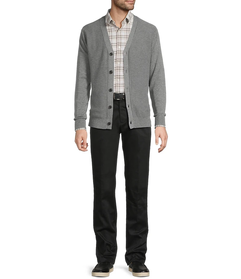 Roundtree & Yorke Long Sleeve Knit Solid Textured Cardigan