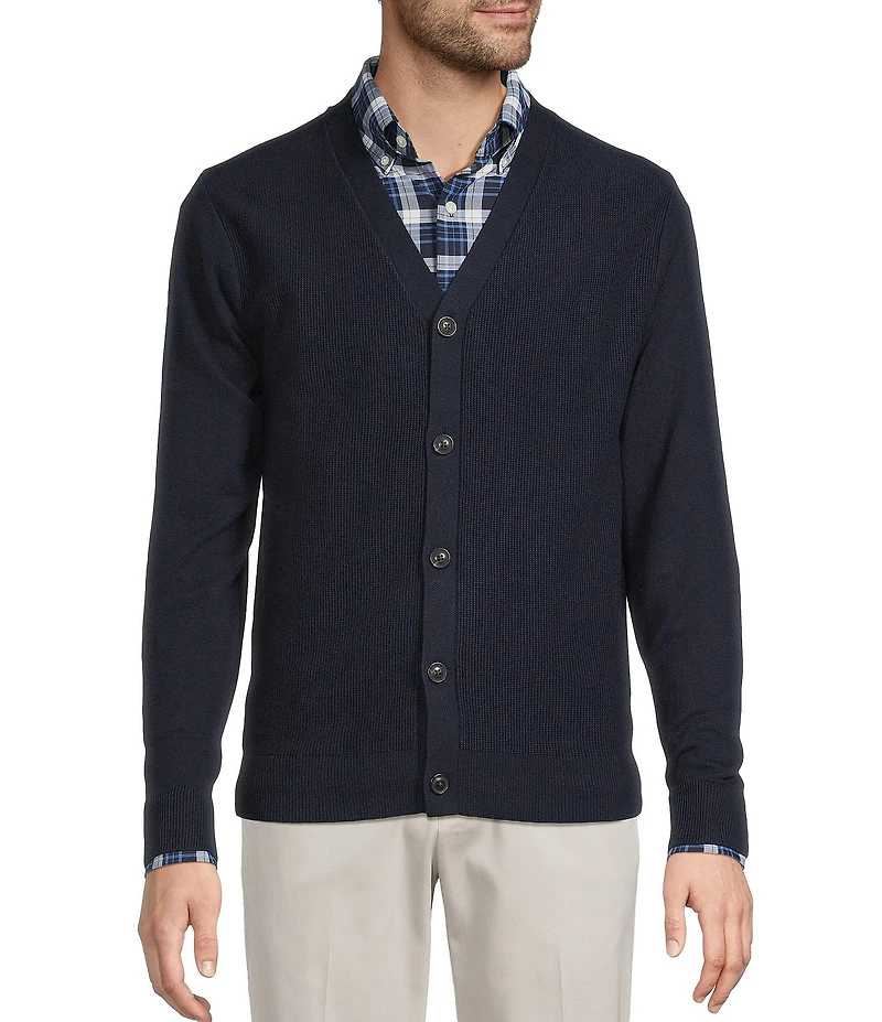 Roundtree & Yorke Long Sleeve Knit Solid Textured Cardigan