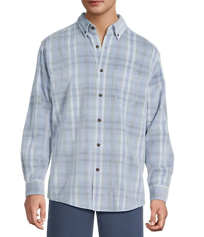 Roundtree & Yorke Long Sleeve Plaid Corduroy Sport Shirt
