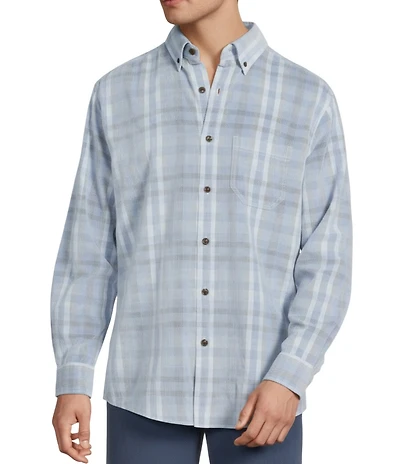 Roundtree & Yorke Long Sleeve Plaid Corduroy Sport Shirt