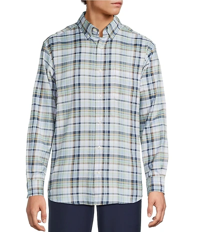 Roundtree & Yorke Long Sleeve Large Plaid Oxford Sport Shirt