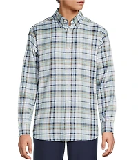 Roundtree & Yorke Long Sleeve Large Plaid Oxford Sport Shirt